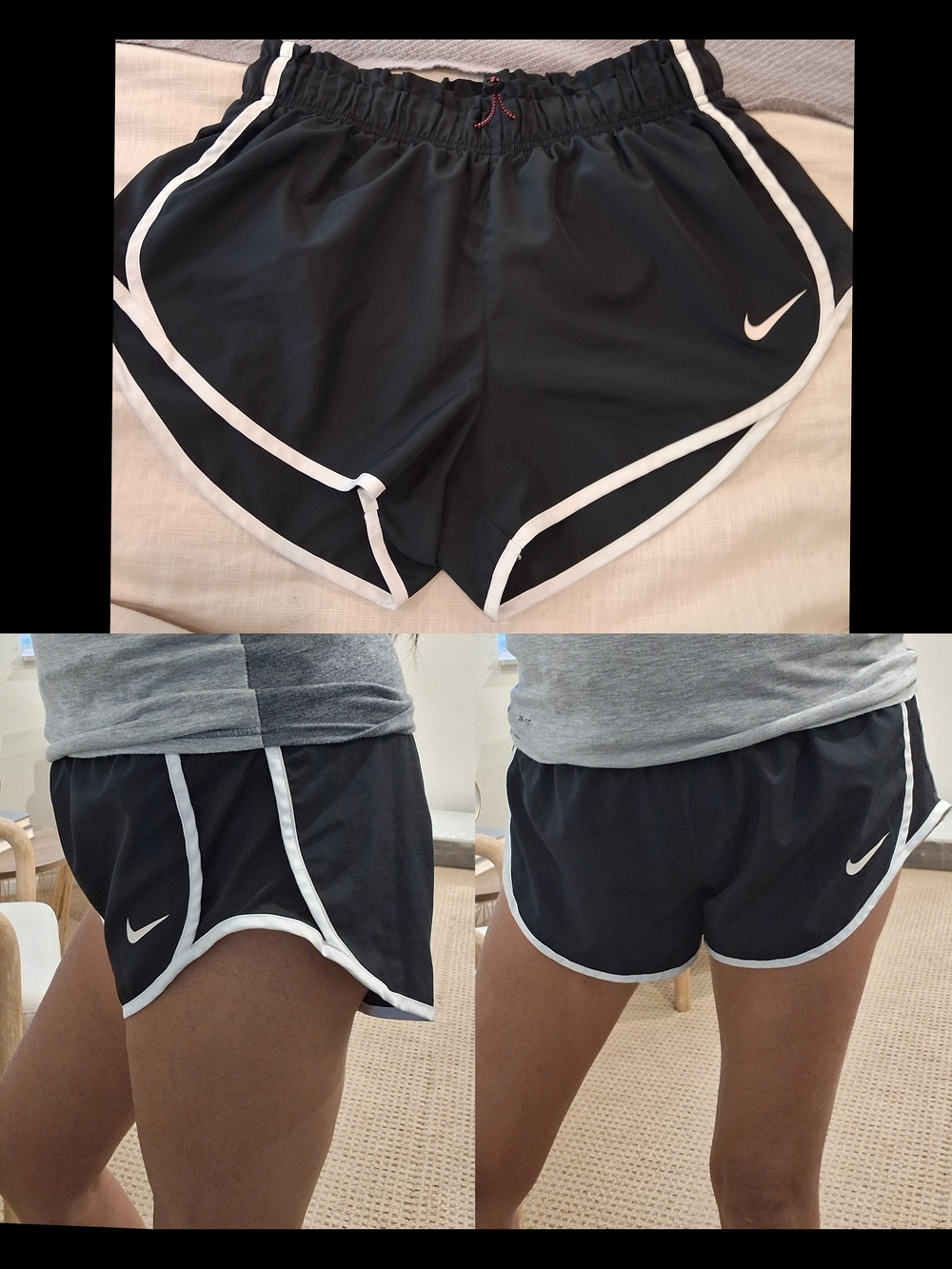Nike Black Athletic Shorts with White Stripe Women Size Medium